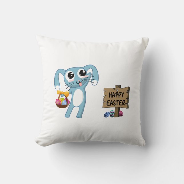 Easter Bunny wishes Happy Easter Cushion (Front)
