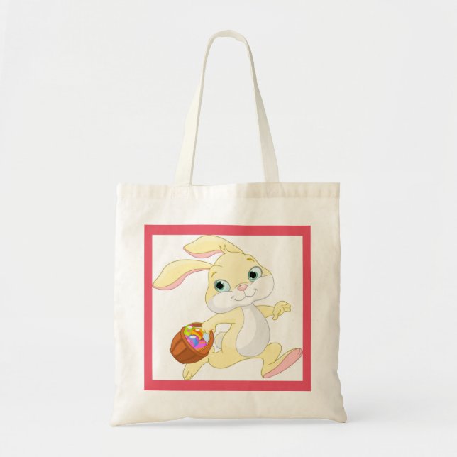 Easter Bunny With Basket Tote Bag (Front)
