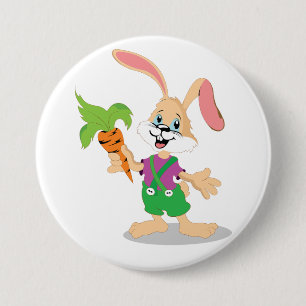 Easter Bunny With Carrot Button