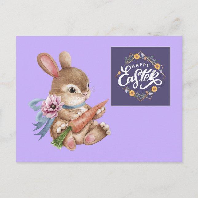 Easter Bunny with Carrot Postcard (Front)