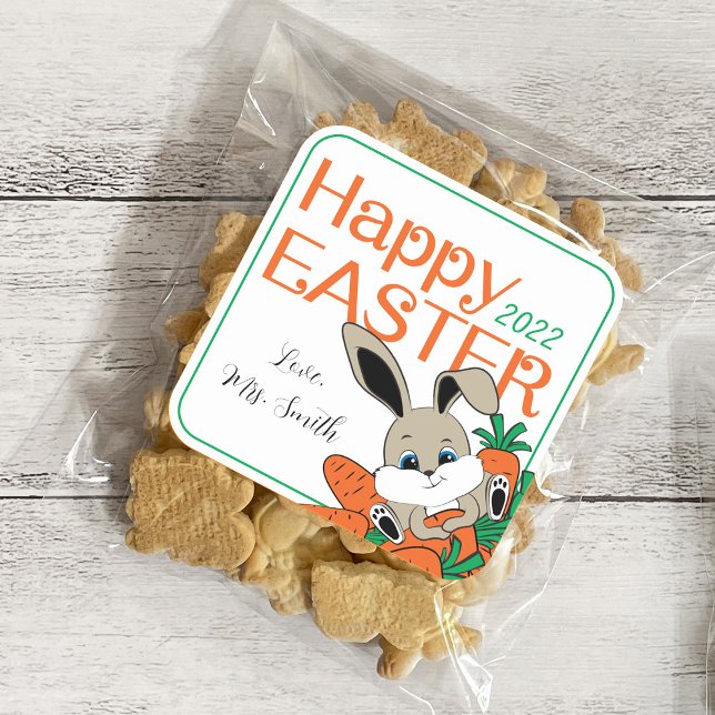 Easter Bunny with Carrots Gift Sticker & Labels (Creator Uploaded)
