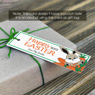 Easter Bunny with Carrots tag (1x3 inch)