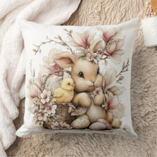 Easter Bunny With Chick  Cushion