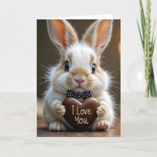 Easter Bunny With Chocolate Heart Holiday Card
