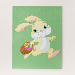 EASTER BUNNY WITH COLORFUL EASTER EGG BASKET JIGSAW PUZZLE