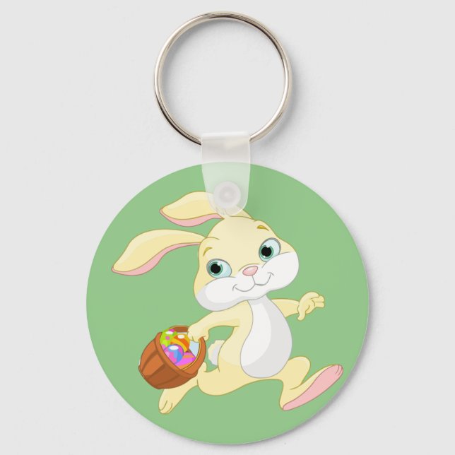 EASTER BUNNY WITH COLORFUL EASTER EGG BASKET KEY RING (Front)