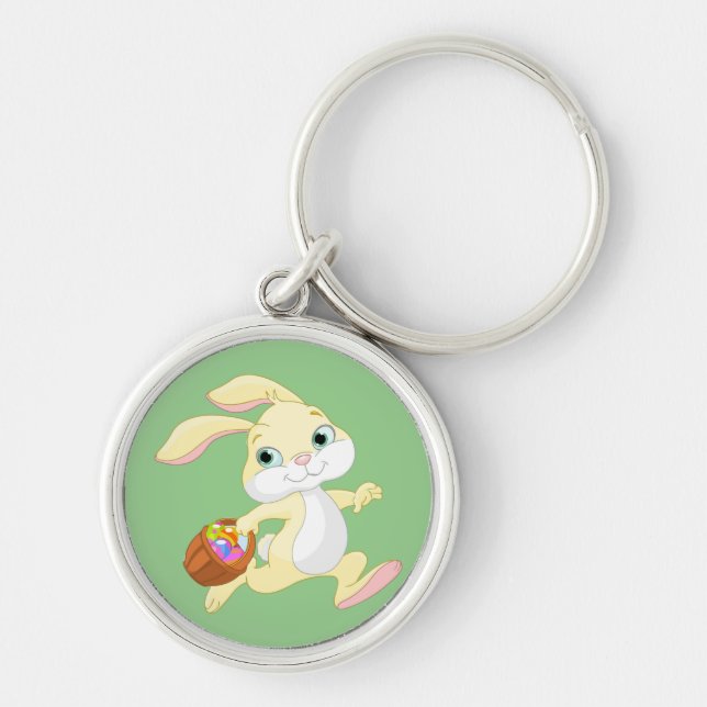 EASTER BUNNY WITH COLORFUL EASTER EGG BASKET KEY RING (Front)