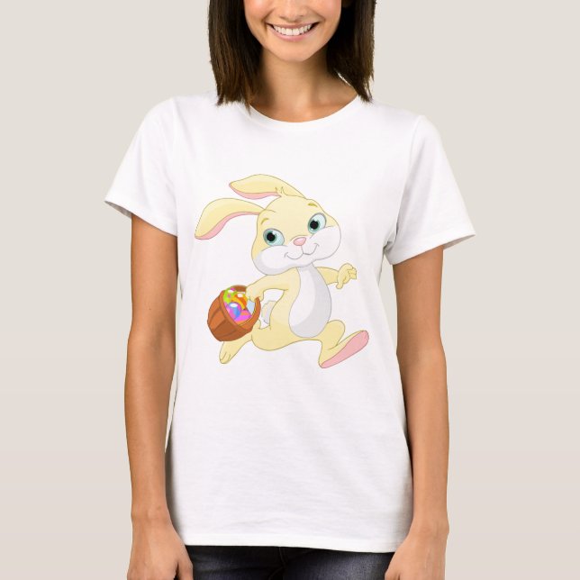 EASTER BUNNY WITH COLORFUL EASTER EGG BASKET T-Shirt (Front)