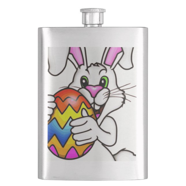 EASTER BUNNY WITH COLORFUL EASTER EGG HIP FLASK (Front)