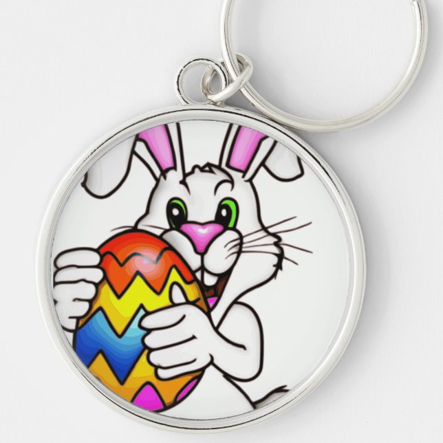 EASTER BUNNY WITH COLORFUL EASTER EGG KEY RING (Front)