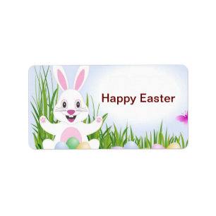 Easter Bunny with coloured eggs Label