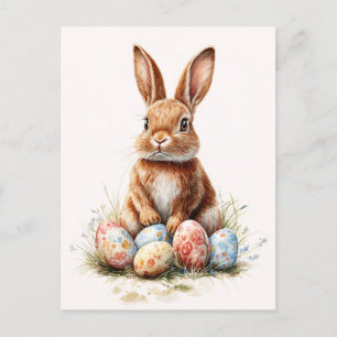 Easter Bunny with Coloured Eggs Postcard
