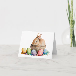 Easter Bunny with Colourful Eggs Blank Greeting Card