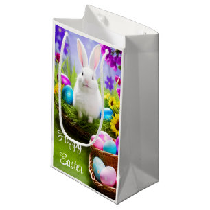 Easter Bunny With Easter Egg Basket Small Gift Bag