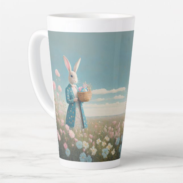 Easter bunny with Easter Eggs Happy Easter Latte Mug (Left Angle)