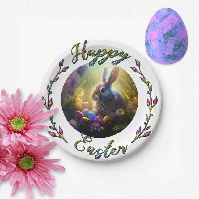 Easter Bunny With Egg Basket Paper Plate (Creator Uploaded)