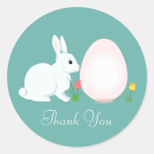 Easter Bunny with Egg Thank You Classic Round Stic Classic Round Sticker