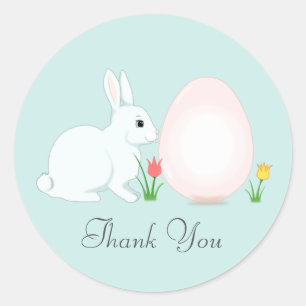 Easter Bunny with Egg Thank You Classic Round Sticker