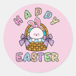 Easter Bunny With Eggs Basket Classic Round Sticker