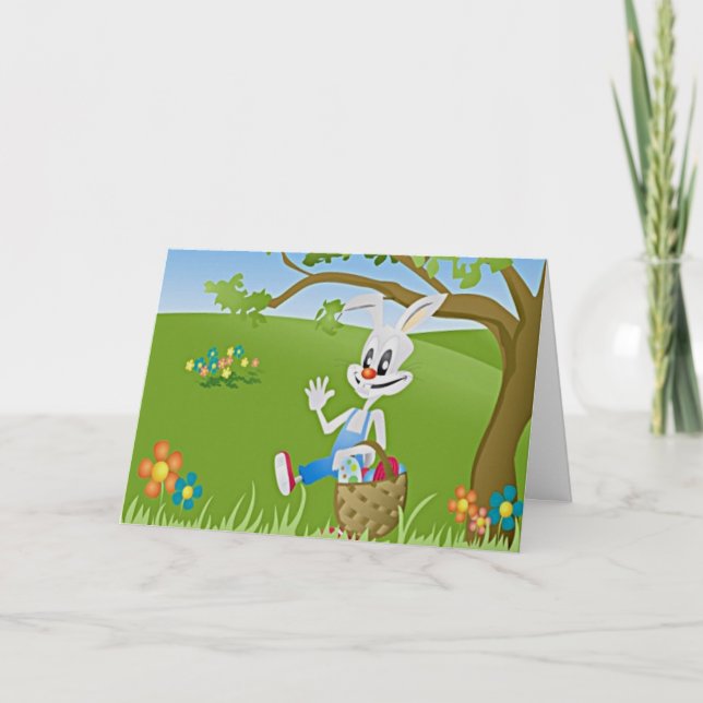 Easter Bunny with Eggs Card (Front)