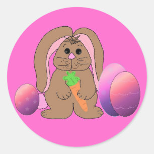 Easter Bunny With Eggs Classic Round Sticker