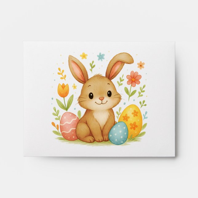 Easter Bunny with Eggs Envelope (Front)