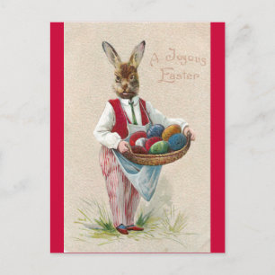 Easter Bunny with Eggs Holiday Postcard