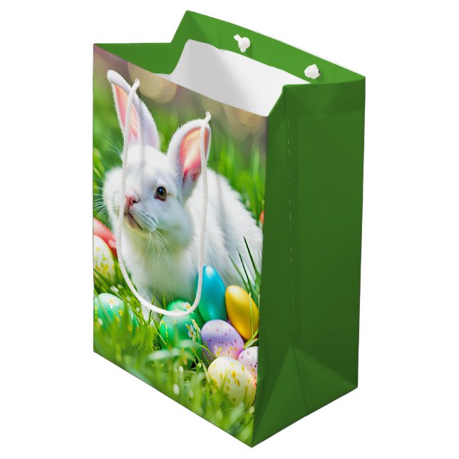 Easter Bunny With Eggs Medium Gift Bag (Front Angled)