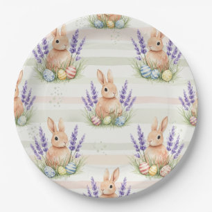 Easter Bunny with Eggs Spring Pastel Pattern (10) Paper Plate