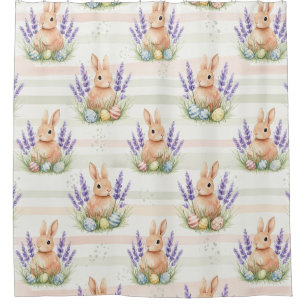 Easter Bunny with Eggs Spring Pastel Pattern (10) Shower Curtain