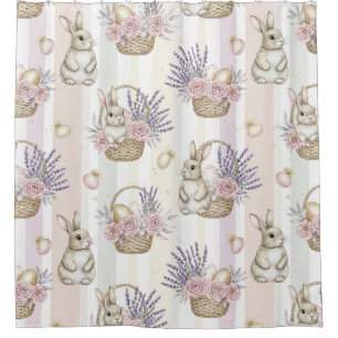 Easter Bunny with Eggs Spring Pastel Pattern (11) Shower Curtain