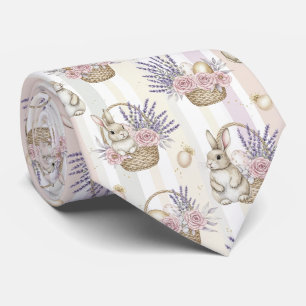 Easter Bunny with Eggs Spring Pastel Pattern (11) Tie