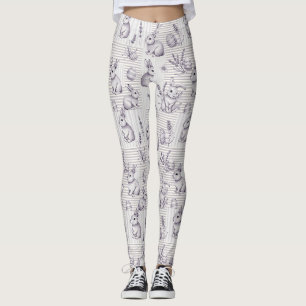 Easter Bunny with Eggs Spring Pastel Pattern (12) Leggings