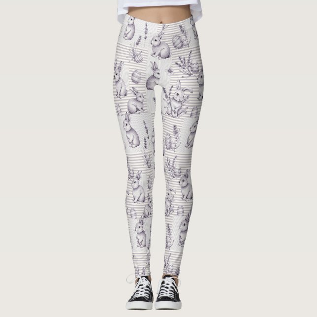 Easter Bunny with Eggs Spring Pastel Pattern (12) Leggings (Front)