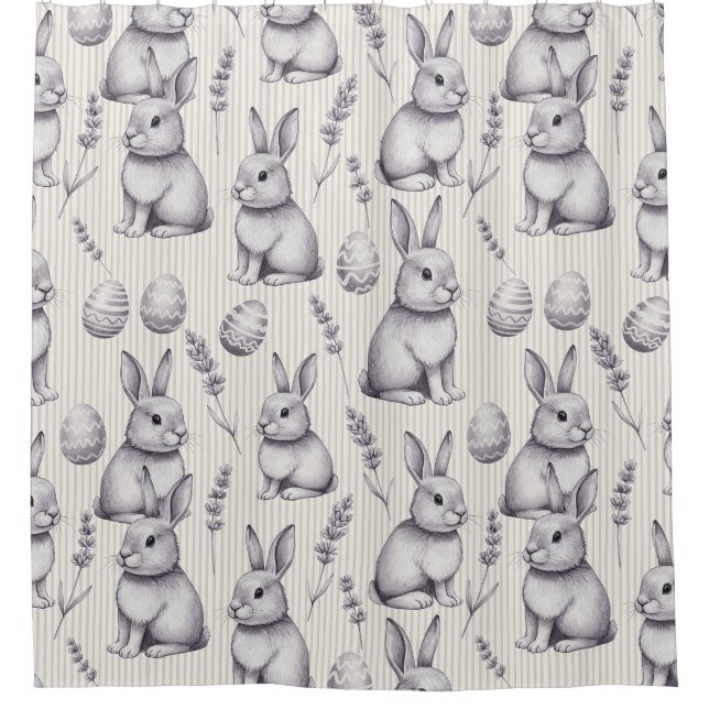 Easter Bunny with Eggs Spring Pastel Pattern (13) Shower Curtain (Front)