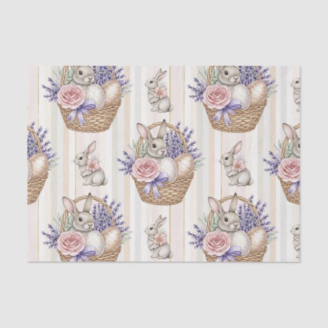 Easter Bunny with Eggs Spring Pastel Pattern (14) Tissue Paper (Front)