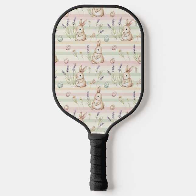 Easter Bunny with Eggs Spring Pastel Pattern (1) Pickleball Paddle (Front)
