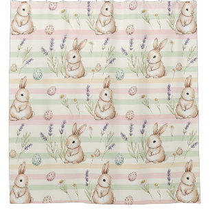 Easter Bunny with Eggs Spring Pastel Pattern (1) Shower Curtain