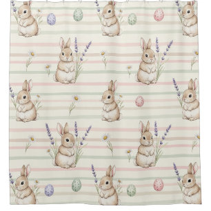 Easter Bunny with Eggs Spring Pastel Pattern (2) Shower Curtain