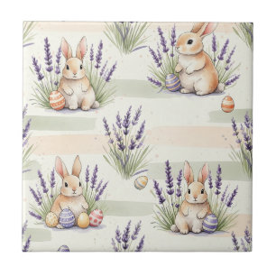 Easter Bunny with Eggs Spring Pastel Pattern (3) Tile