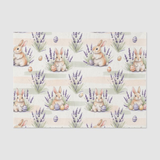 Easter Bunny with Eggs Spring Pastel Pattern (3) Tissue Paper (Front)