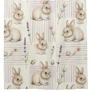 Easter Bunny with Eggs Spring Pastel Pattern (4) Shower Curtain