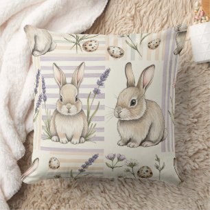 Easter Bunny with Eggs Spring Pastel Pattern (5) Cushion