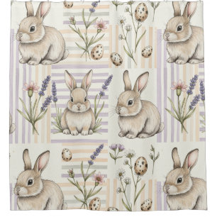 Easter Bunny with Eggs Spring Pastel Pattern (5) Shower Curtain