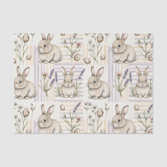 Easter Bunny with Eggs Spring Pastel Pattern (5) Tissue Paper (Front)