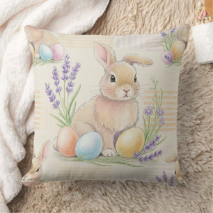 Easter Bunny with Eggs Spring Pastel Pattern (6) Cushion