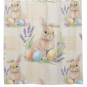Easter Bunny with Eggs Spring Pastel Pattern (6) Shower Curtain