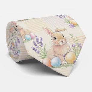 Easter Bunny with Eggs Spring Pastel Pattern (6) Tie