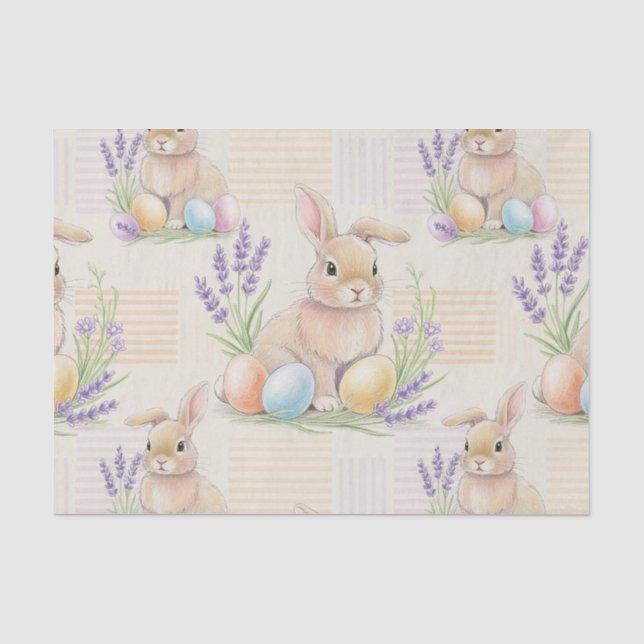 Easter Bunny with Eggs Spring Pastel Pattern (6) Tissue Paper (Front)