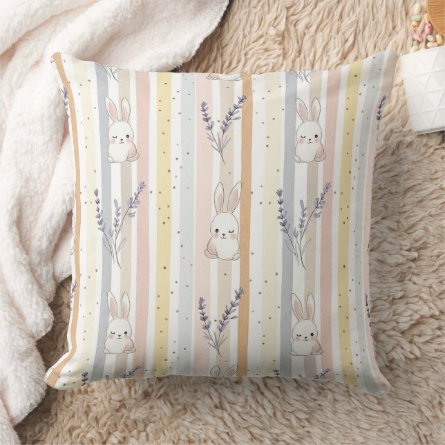 Easter Bunny with Eggs Spring Pastel Pattern (9) Cushion (Blanket)